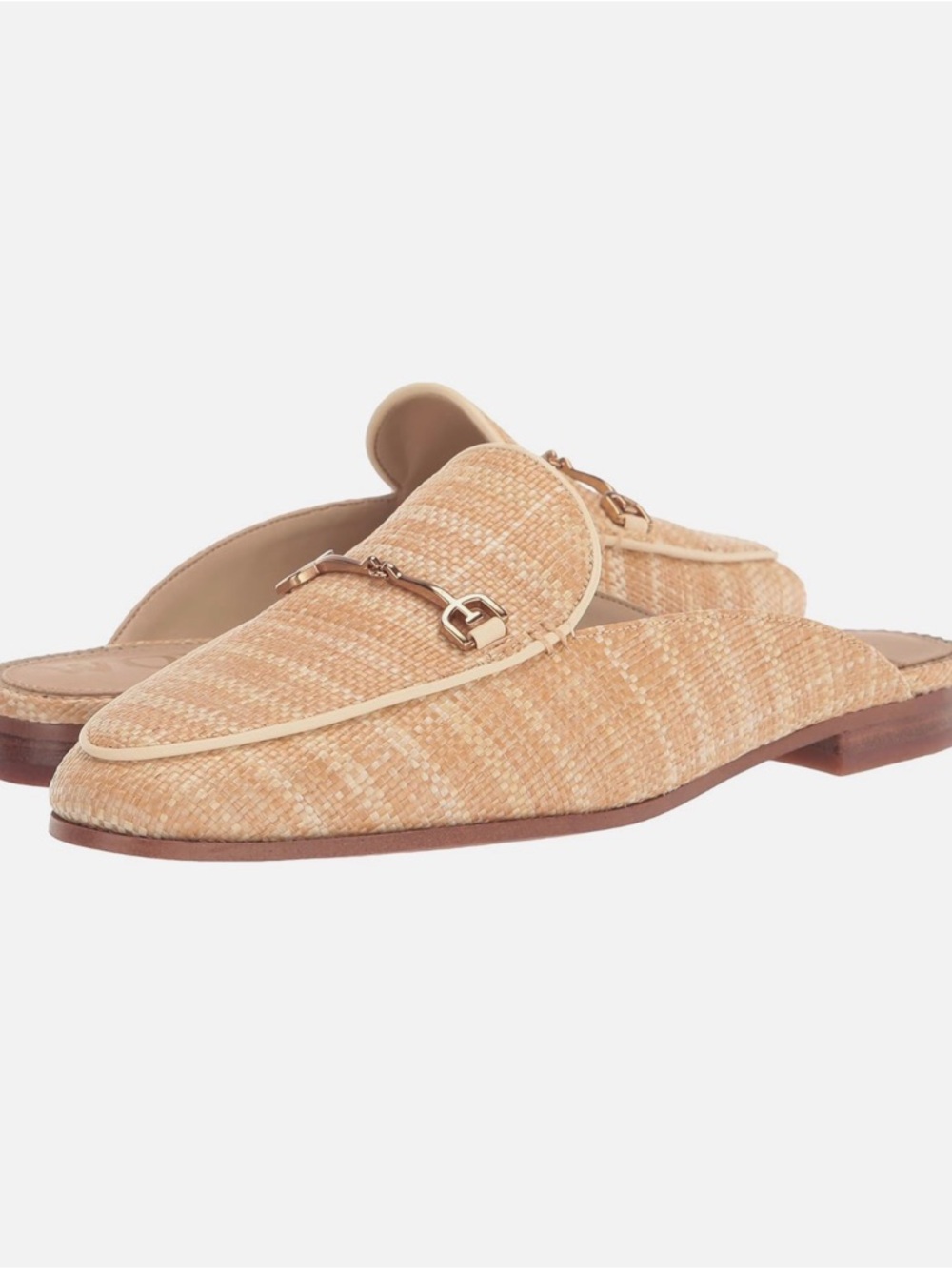 NWOT Sam Edelman Natural Beige Woven Backless Mule with Gold Bit
